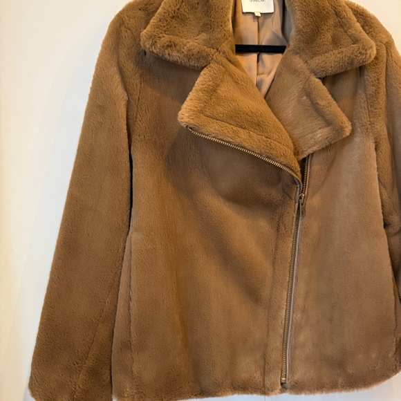 Vince Faux Fur zip moto jacket size Large - Picture 4 of 12